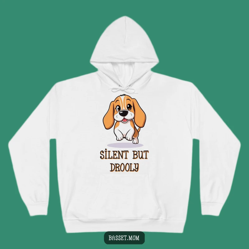 Cozy Funny Basset Hound Tiptoeing Hoodie: Snuggle Up with Secrets
