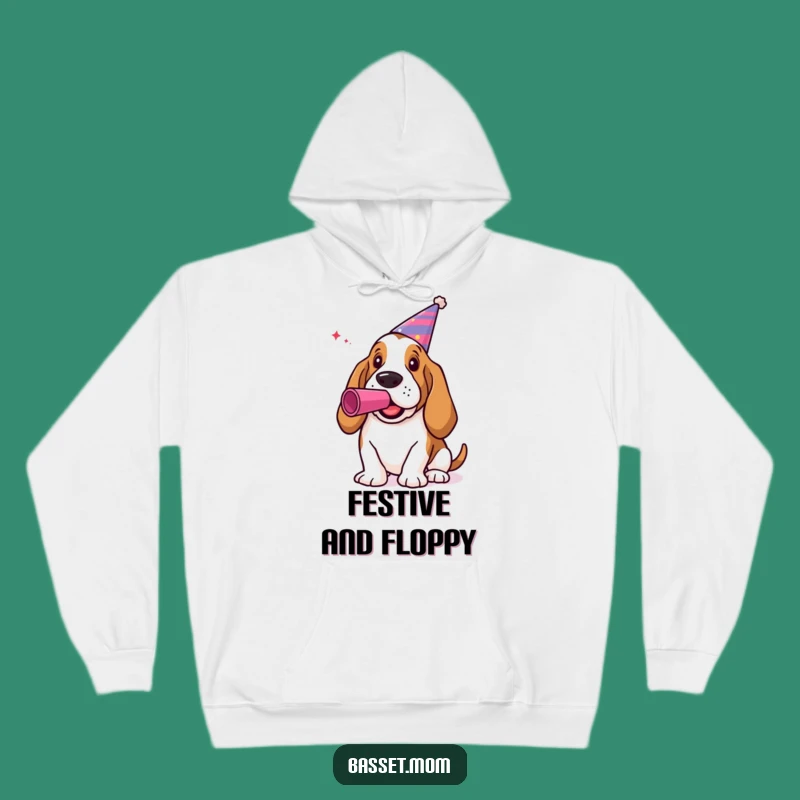Cozy Funny Basset Hound Party Hoodie: Bundled Up for Fun