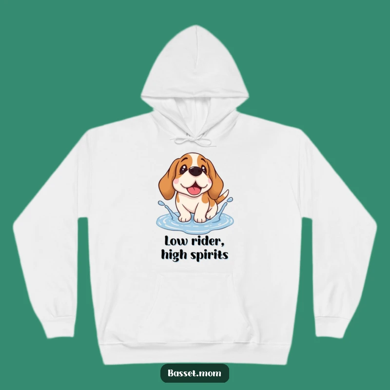 Funny Basset Hound Puddle Splash Hoodie - Cozy Droopy Ear Dog Apparel Gift