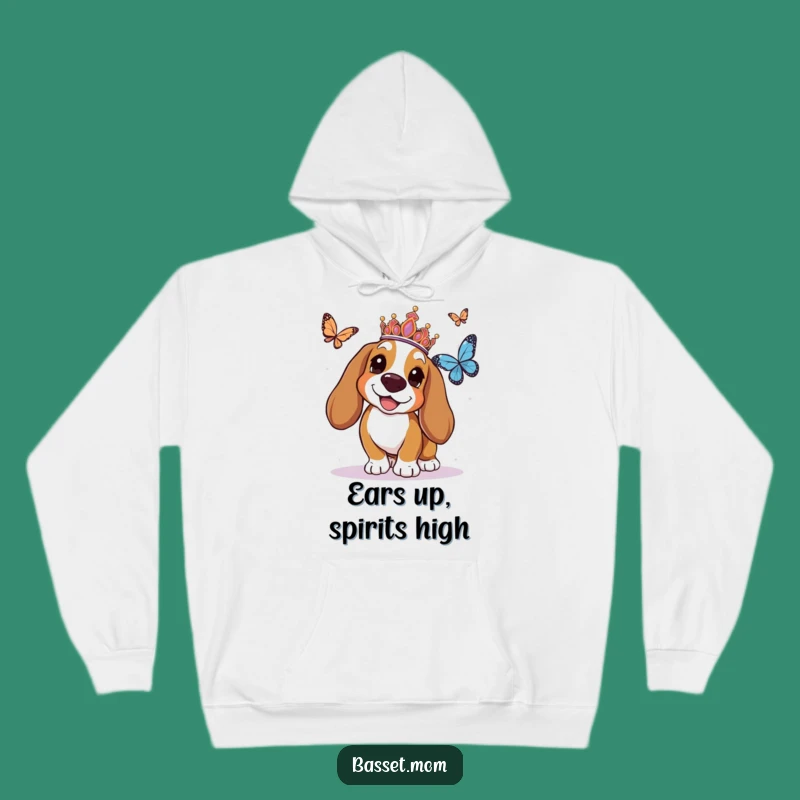 Funny Basset Hound Tiara Hoodie - Cozy & Hilarious Regal Pup Gift