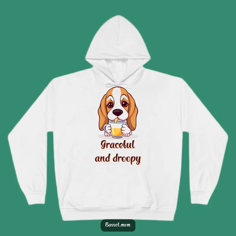 Funny Basset Hound Tea Sip Hoodie - Cozy Elegant Dog Apparel Gift