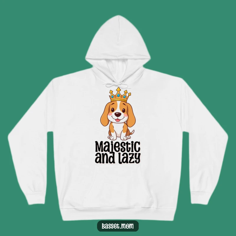 Cozy Funny Royal Basset Hound Hoodie - Regal Crown Dog Gift