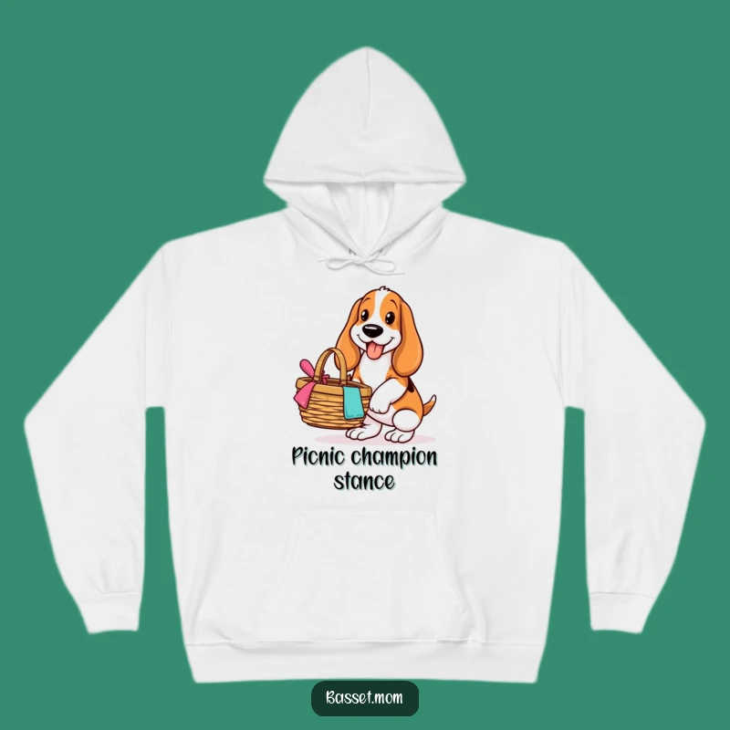 Funny Basset Hound Outdoor Explorer Hoodie: Cozy Picnic Fun