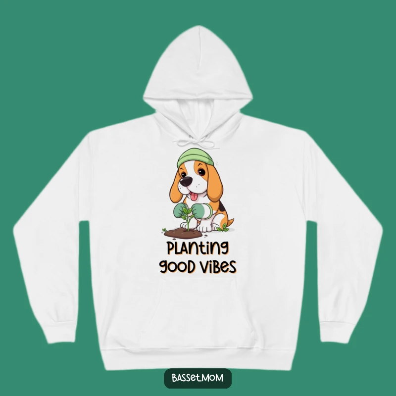 Cozy Funny Basset Hound Gardener Hoodie - Warm Planting Dog Gift