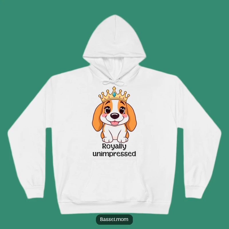 Funny Basset Hound King Hoodie - Cozy Regal Crown Comfort Gift
