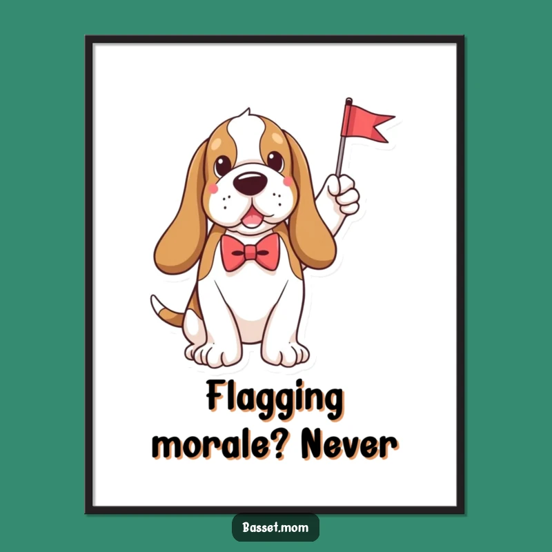 Funny Free Printable Wall Art: Bow Tie Basset Hound Waving Flag - Charming Downloadable Decor!