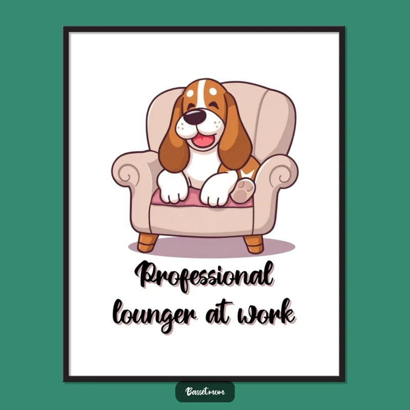 Free Printable Basset Hound Art: Relaxed Sigh, Lounging Hound, Funny Dog Decor