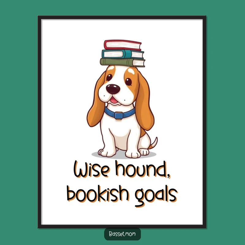 Free Printable Basset Hound Books Art - Intellectual Humor Downloadable Wall Decor Gift