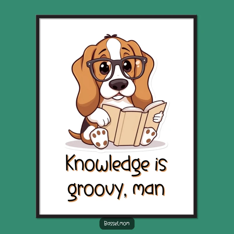 Free Printable Bookworm Basset Wall Art: Funny Dog Lover Decor Downloadable Art