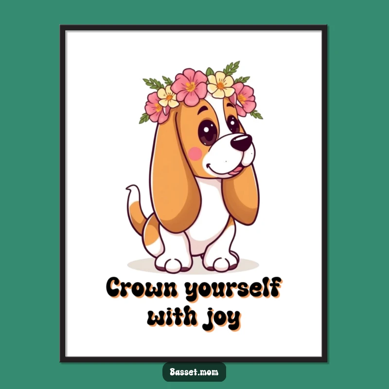 Free Printable Floral Basset Hound Wall Art: Funny Dog Lover Decor Downloadable Art