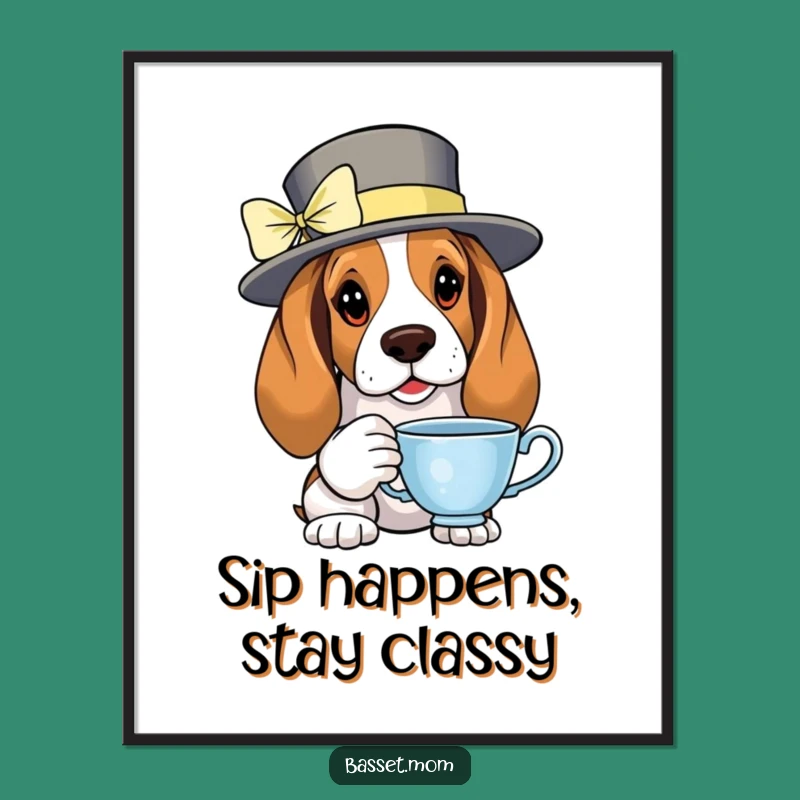 Funny Free Printable Wall Art: Fancy Basset Hound Downloadable Decor