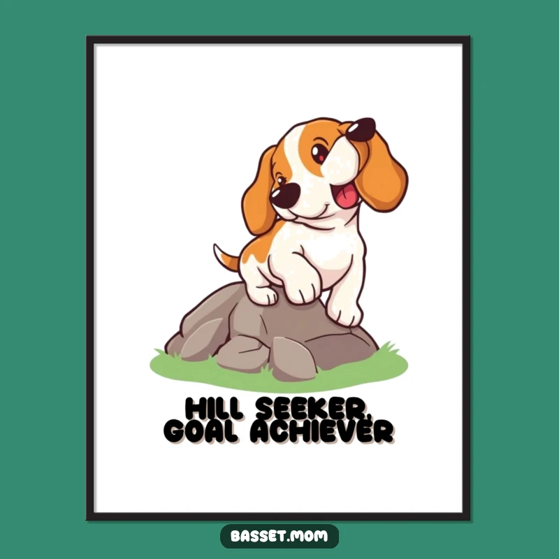 Funny Basset Hound Wall Art Free Printable: Determined Climber Dog Downloadable Decor