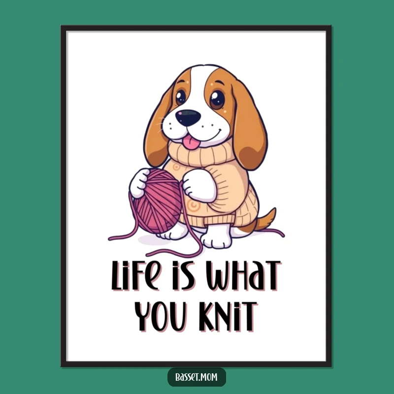 Free Printable Basset Hound Knitting Art: Funny DIY Downloadable Decor for Knitters & Dog Lovers!
