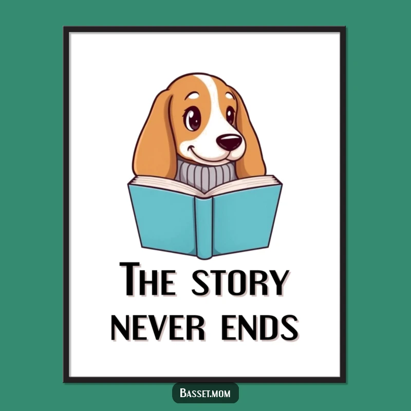 Quirky Free Printable Wall Art: Bookish Basset Hound - Downloadable Literary Decor