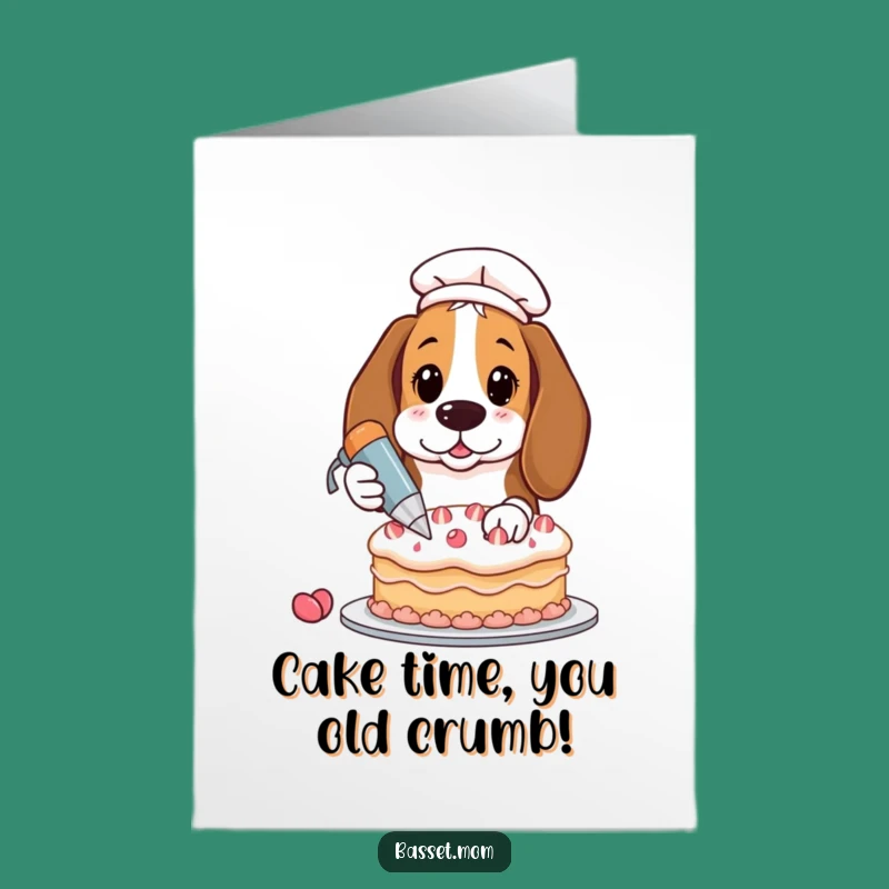 Free Printable Basset Hound Cake Card: Funny Birthday DIY Downloadable Gift for Bakers!