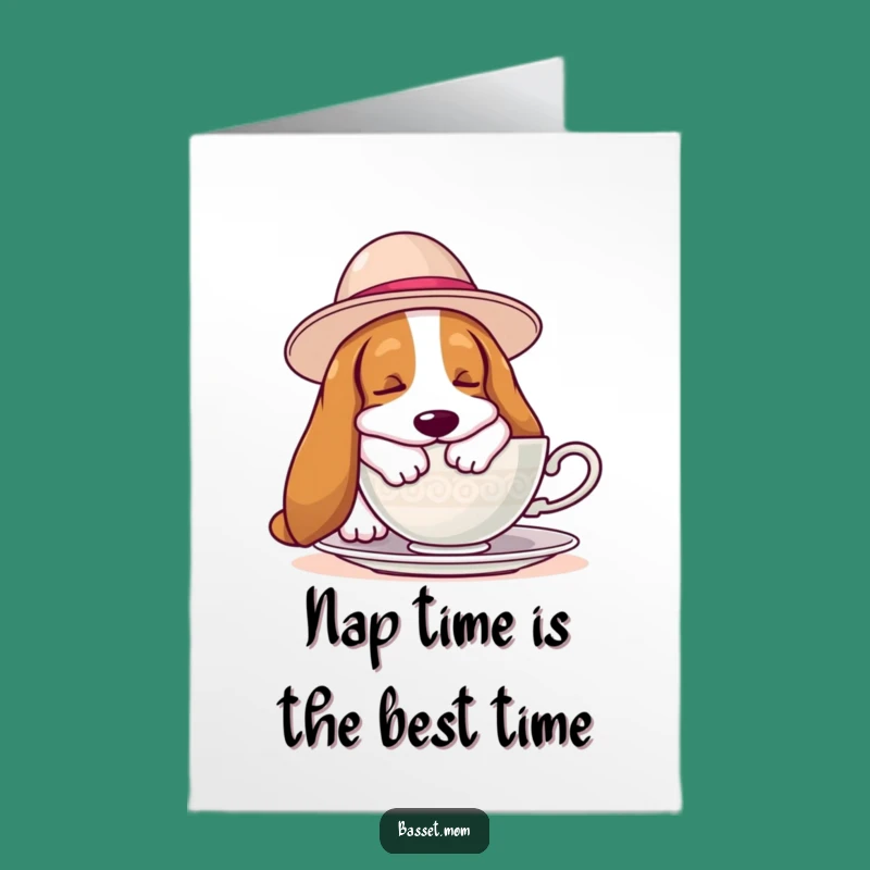 Free Printable Basset Hound Nap Birthday Card: Funny Dog Lover Downloadable Gift