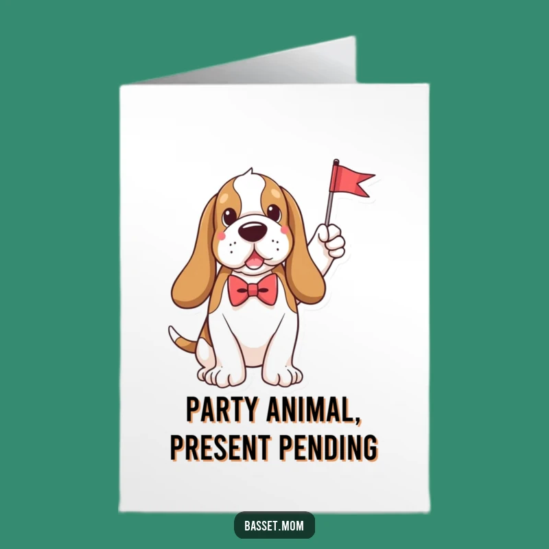 Free Printable Birthday Card: Funny Basset Hound Bow Tie Flag - Hilarious Downloadable Gift!