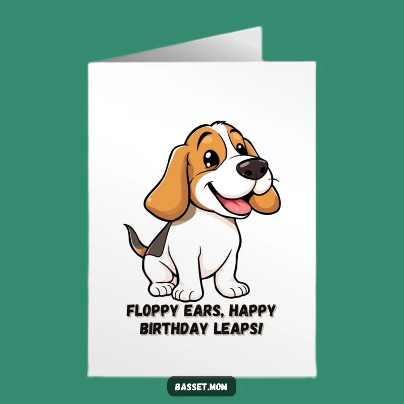 Free Printable Birthday Card: Funny Basset Hound Joyful Bounce, Downloadable Fun Gift