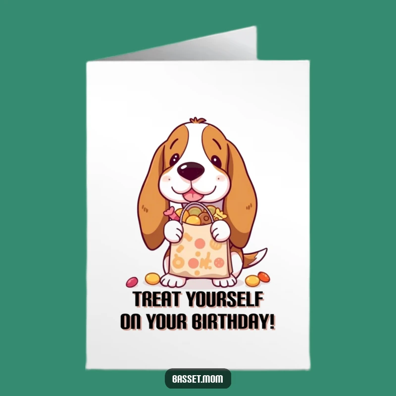 Funny Free Printable Birthday Card: Treat Lover Basset Hound DIY Downloadable Gift