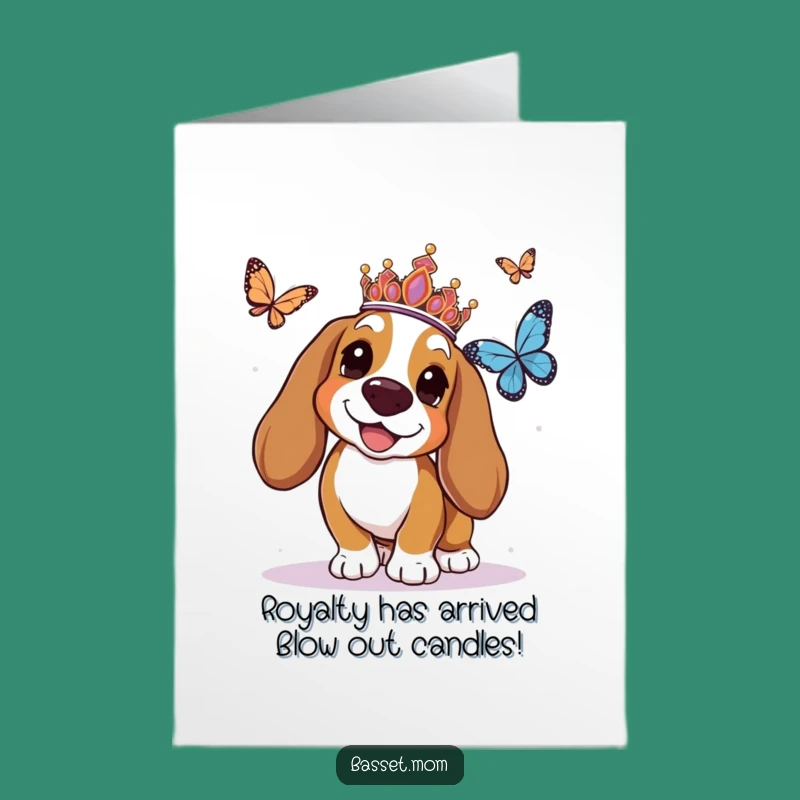 Funny Free Printable Basset Hound Birthday Card: Regal Pup Royalty - Instant Download Gift
