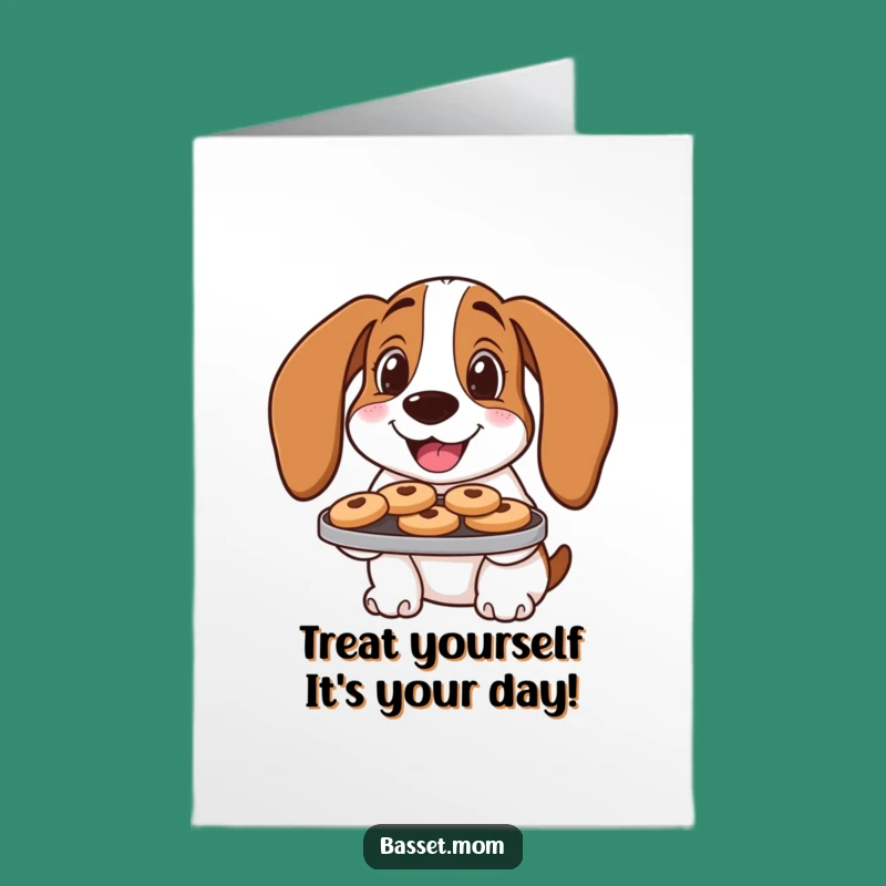 Free Printable Birthday Card: Cookie Basset Hound, Funny Downloadable Sweet Wishes!