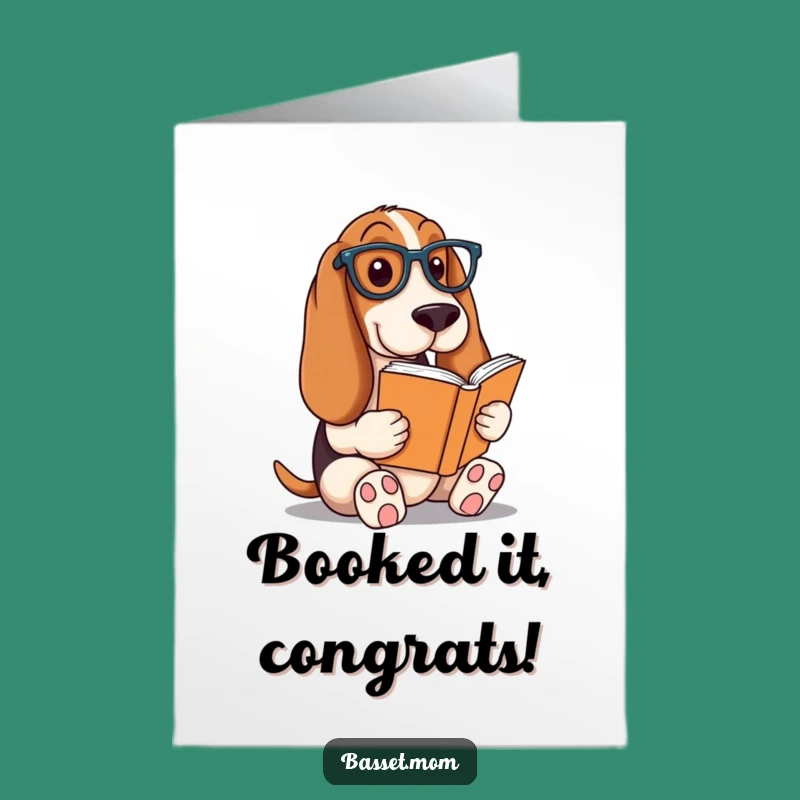 Basset Hound Congrats Card Free Printable: Bookish Dog Downloadable Celebration
