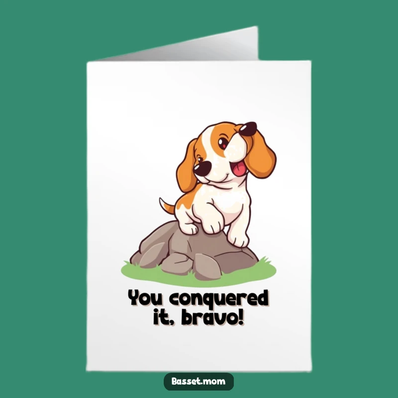 Basset Hound Congrats Card Free Printable: Climbing Dog Downloadable for Achievements