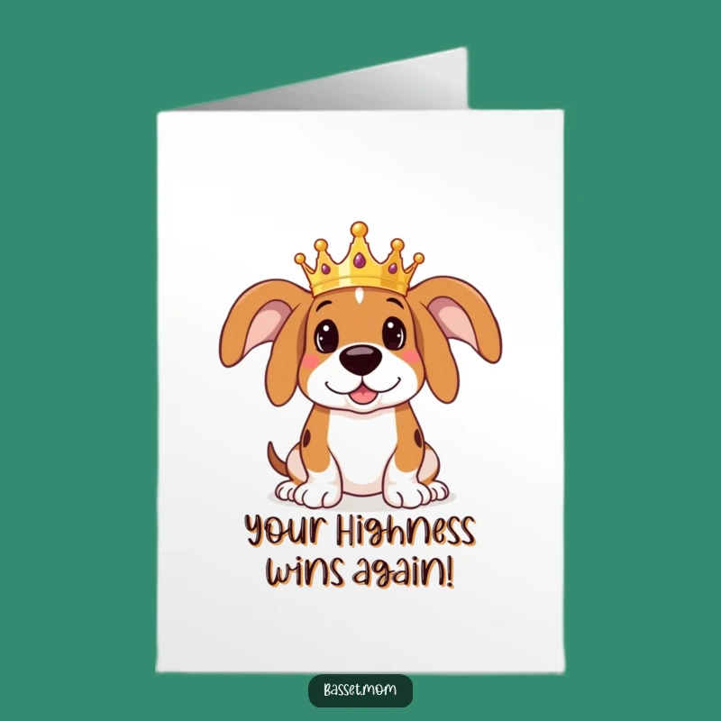 Free Printable Basset Hound Congrats Card: Royal Dog Crown Downloadable