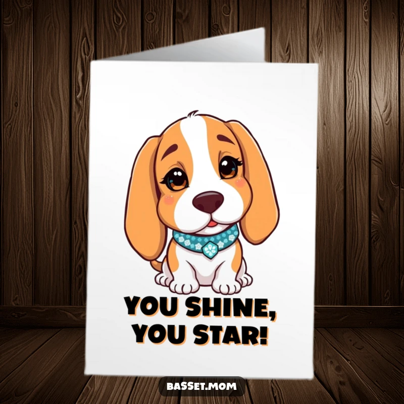 Funny Free Printable Congratulations Card: A Basset Hound with a sparkly collar winks playfully, adding charm to any congratulatory message.