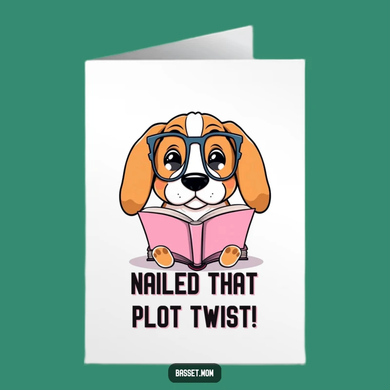 Free Printable Congrats Card: Bookworm Basset Hound - Celebrate Your Achievements!