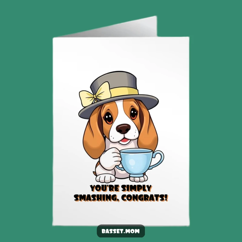 Free Printable Congrats Card: Sophisticated Basset Hound DIY Downloadable Gift
