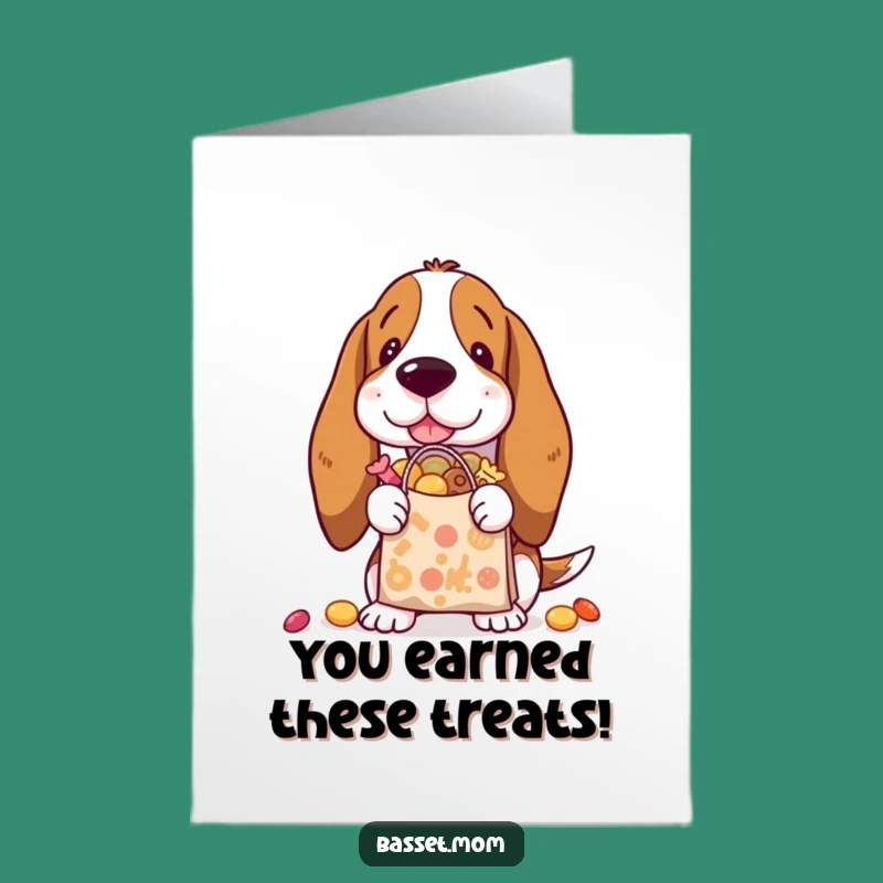 Free Printable Congrats Card: Treat Haul Basset Hound DIY Downloadable Gift