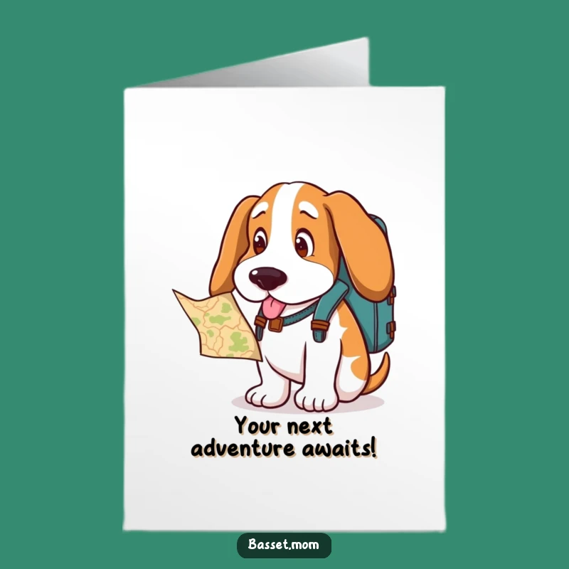 Exciting Free Printable Congrats Card: Basset Hound Explorer - Downloadable New Path