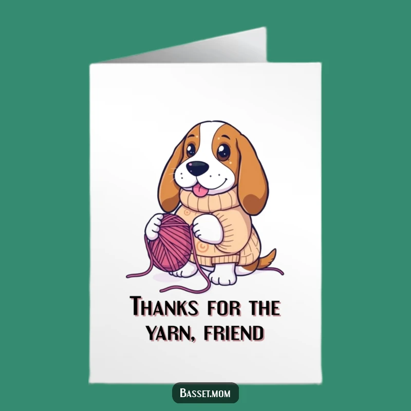 Free Printable Basset Hound Knitting Card: Funny Thank You DIY Downloadable Gift for Crafters!