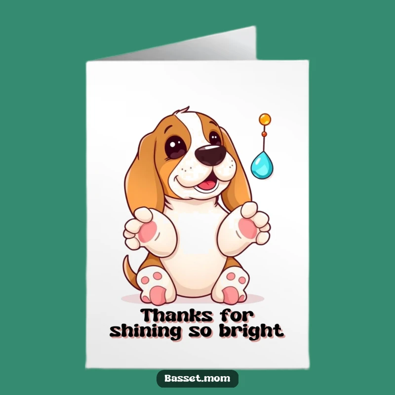 Free Printable Basset Hound Thank You Card: Playful Dog Jewel Batting