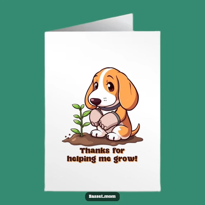 Free Printable Thank You Card: Basset Gardener Planting - Grateful Downloadable