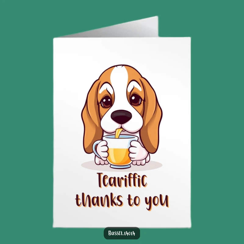 Free Printable Thank You Card: Graceful Basset Hound Tea Time - Thankful & Chic!