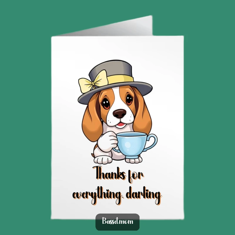 Free Printable Thank You Card: Gracious Basset Hound DIY Downloadable Gift