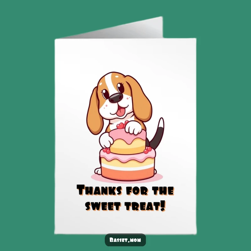 Funny Basset Hound Thank You Card Free Printable: Dog Cake Balance Downloadable Gift