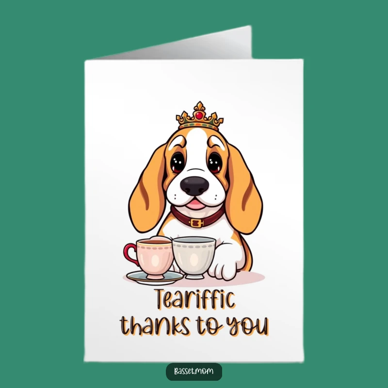 Funny Free Printable Thank You Card: Regal Basset Hound Tea - Sophisticated Gratitude