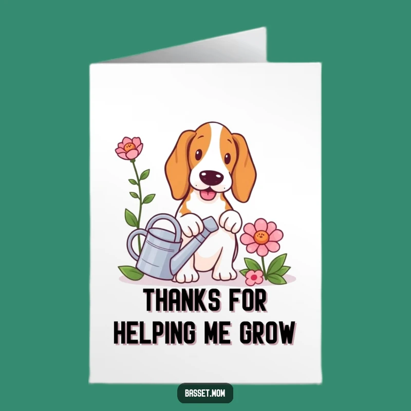 Heartfelt Free Printable Thank You Card: Basset Hound Gardener - Downloadable Gratitude