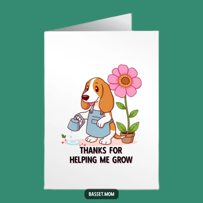 Free Printable Thank You Card: Gardening Basset Hound - Thanks a Bunch!