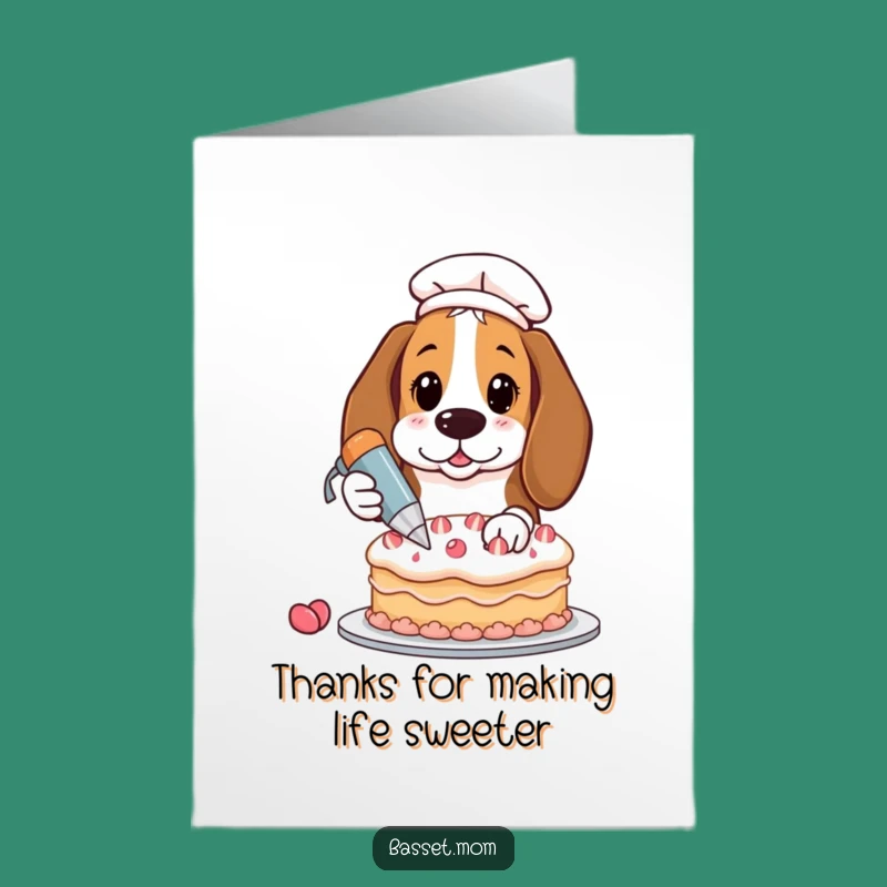 Free Printable Basset Hound Cake Card: Funny Thank You DIY Downloadable Gift for Bakers!