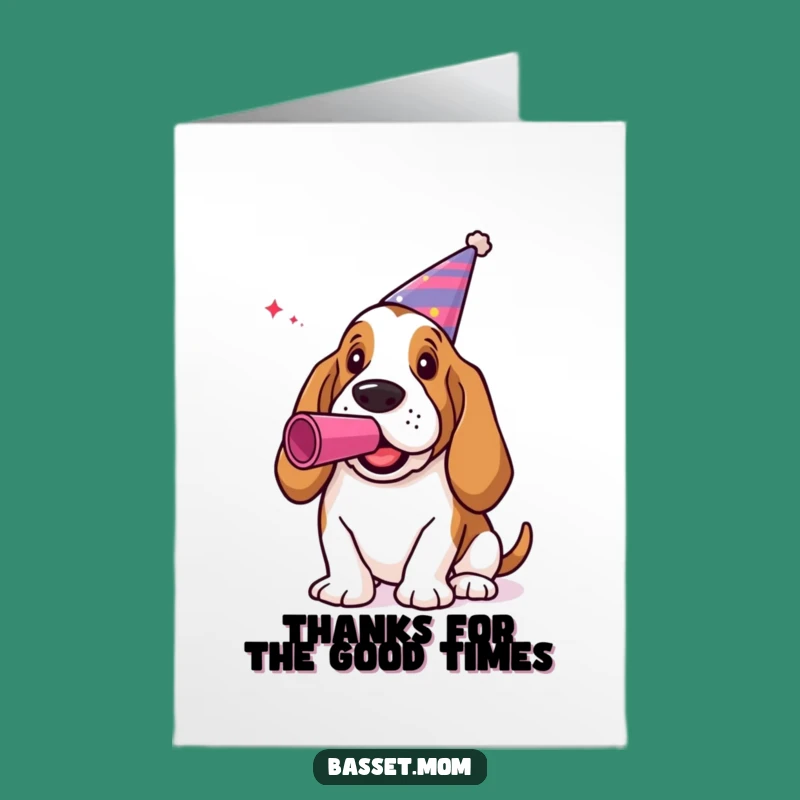 Free Printable Thank You Card: Party Basset Hound's Fun Gratitude Downloadable