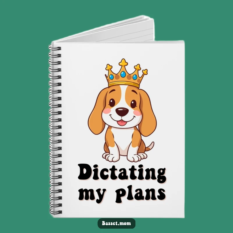 Funny Royal Basset Hound Crown Notebook - Regal Journal Gift