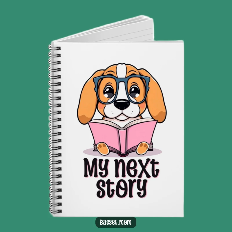 Funny Basset Hound Bookworm Notebook - Glasses Dog Reading Journal