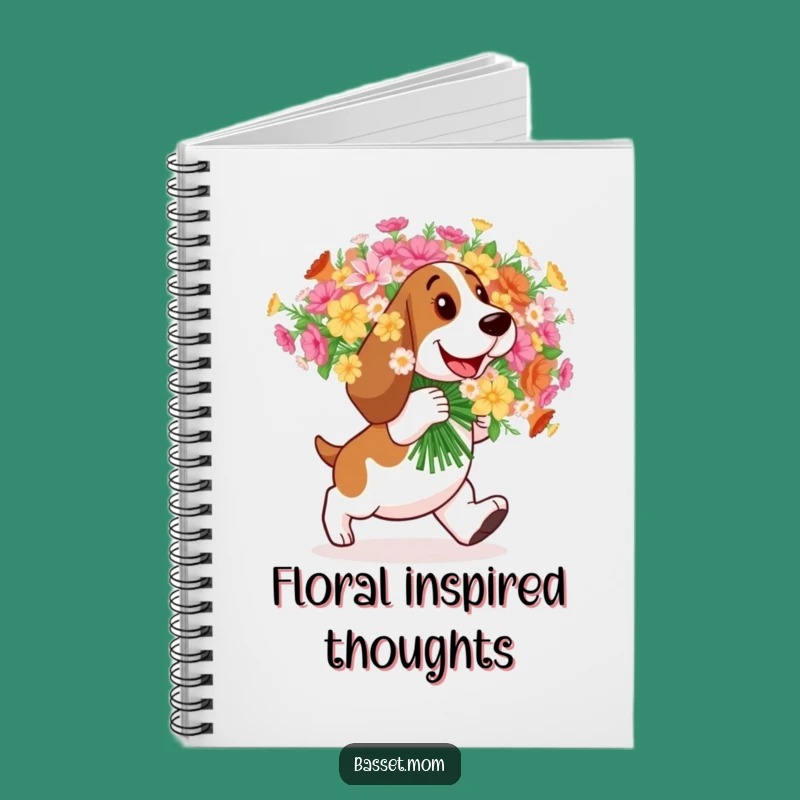 Funny Basset Hound Flower Notebook: Happy Notes Journal, Perfect Gift