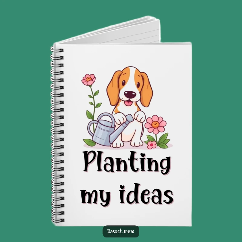 Funny Basset Hound Gardener Notebook - Creative Dog Lover Gift with Watering Can