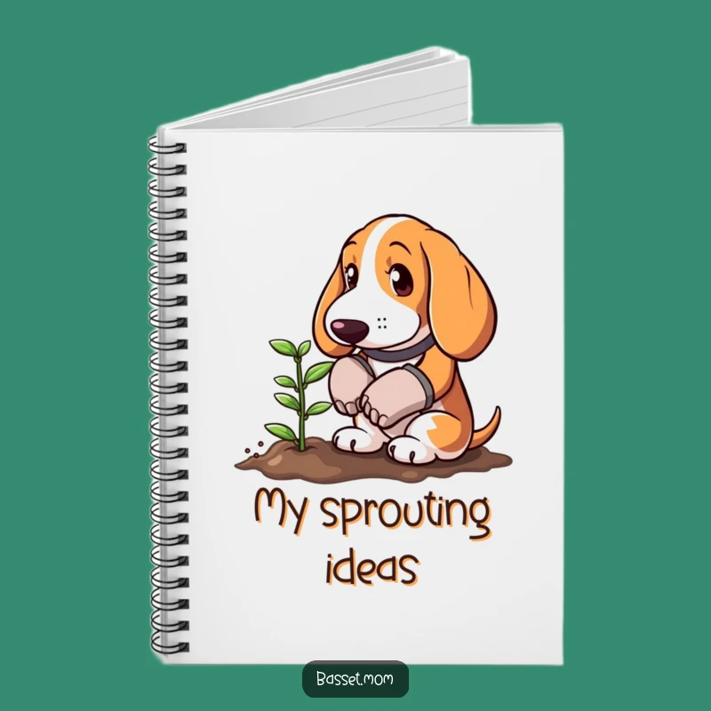 Funny Basset Hound Gardener Notebook - Cute Sprout Planting Journal