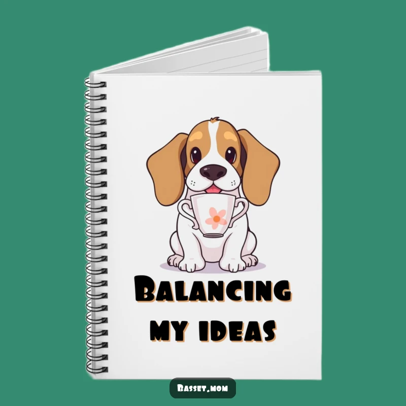 Funny Basset Hound Teacup Balance Notebook - Record Your Balanced Thoughts